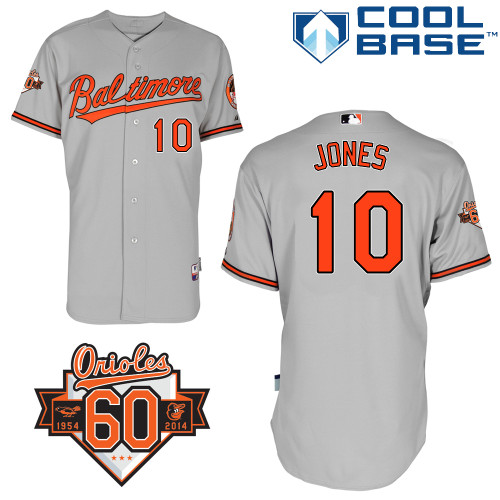 Adam Jones #10 MLB Jersey-Baltimore Orioles Men's Authentic Road Gray Cool Base Baseball Jersey